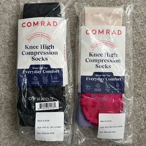 Comrad Knee High Compression Socks - Black and Pink